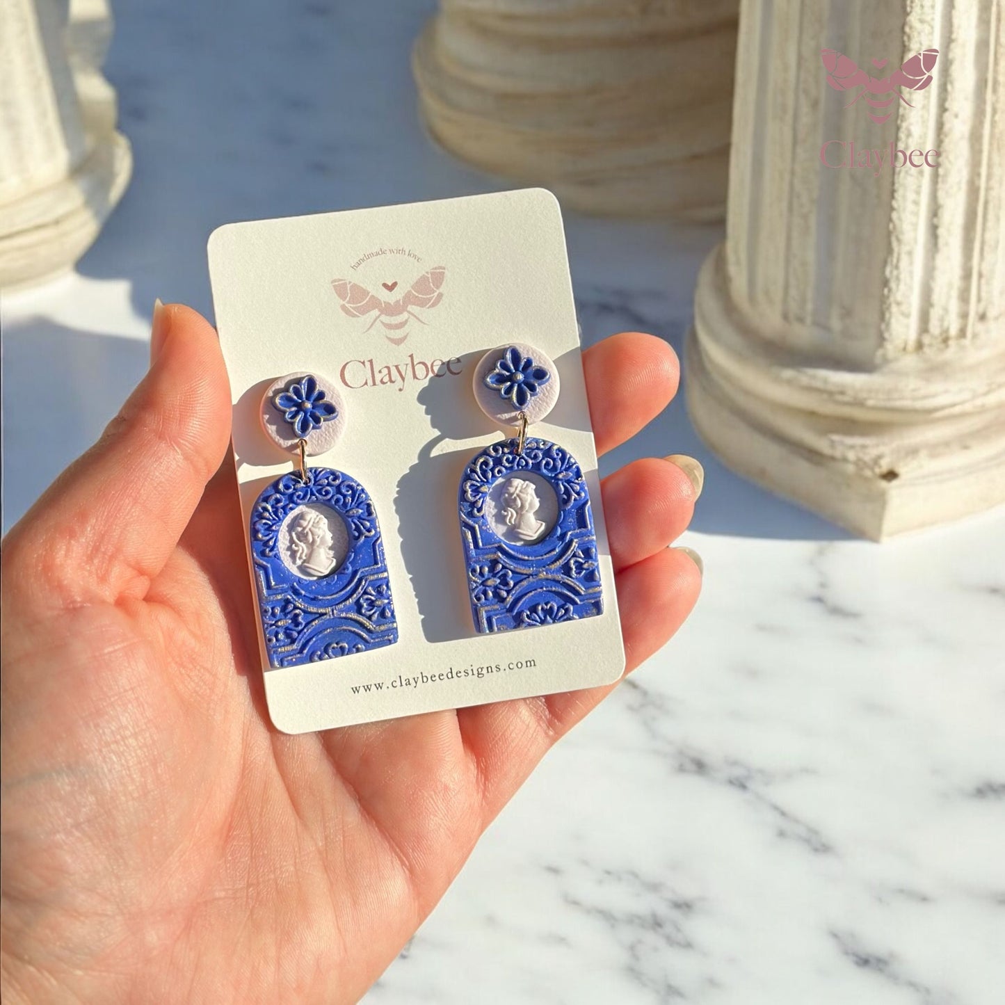 Ancient Greece Earrings| Santorini Inspired Earrings| Greek Blue Earrings| Vacation Statement Earrings| Mediterranean Jewelry