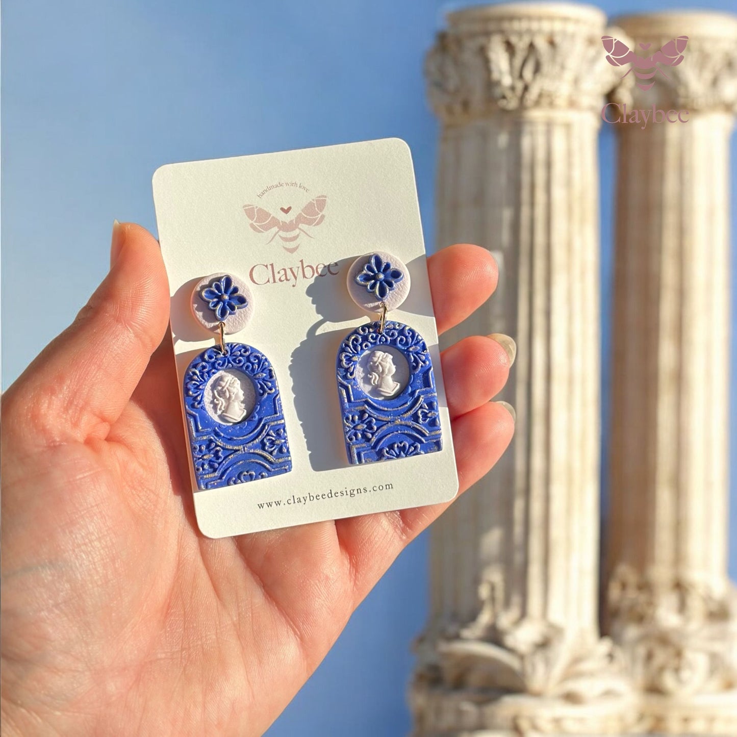 Ancient Greece Earrings| Santorini Inspired Earrings| Greek Blue Earrings| Vacation Statement Earrings| Mediterranean Jewelry