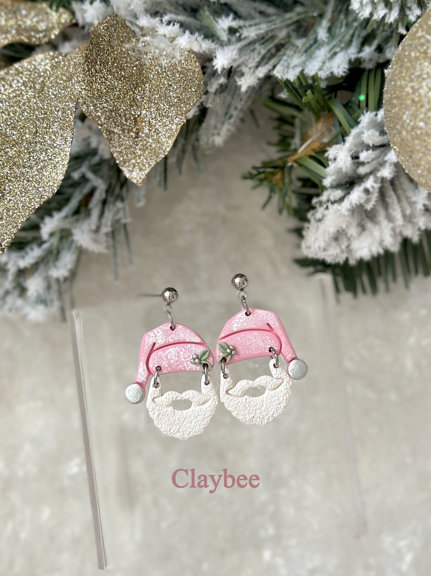 Christmas Santa Cap Earrings .. Festive Colors .. Dangling Earrings .. Polymer Clay