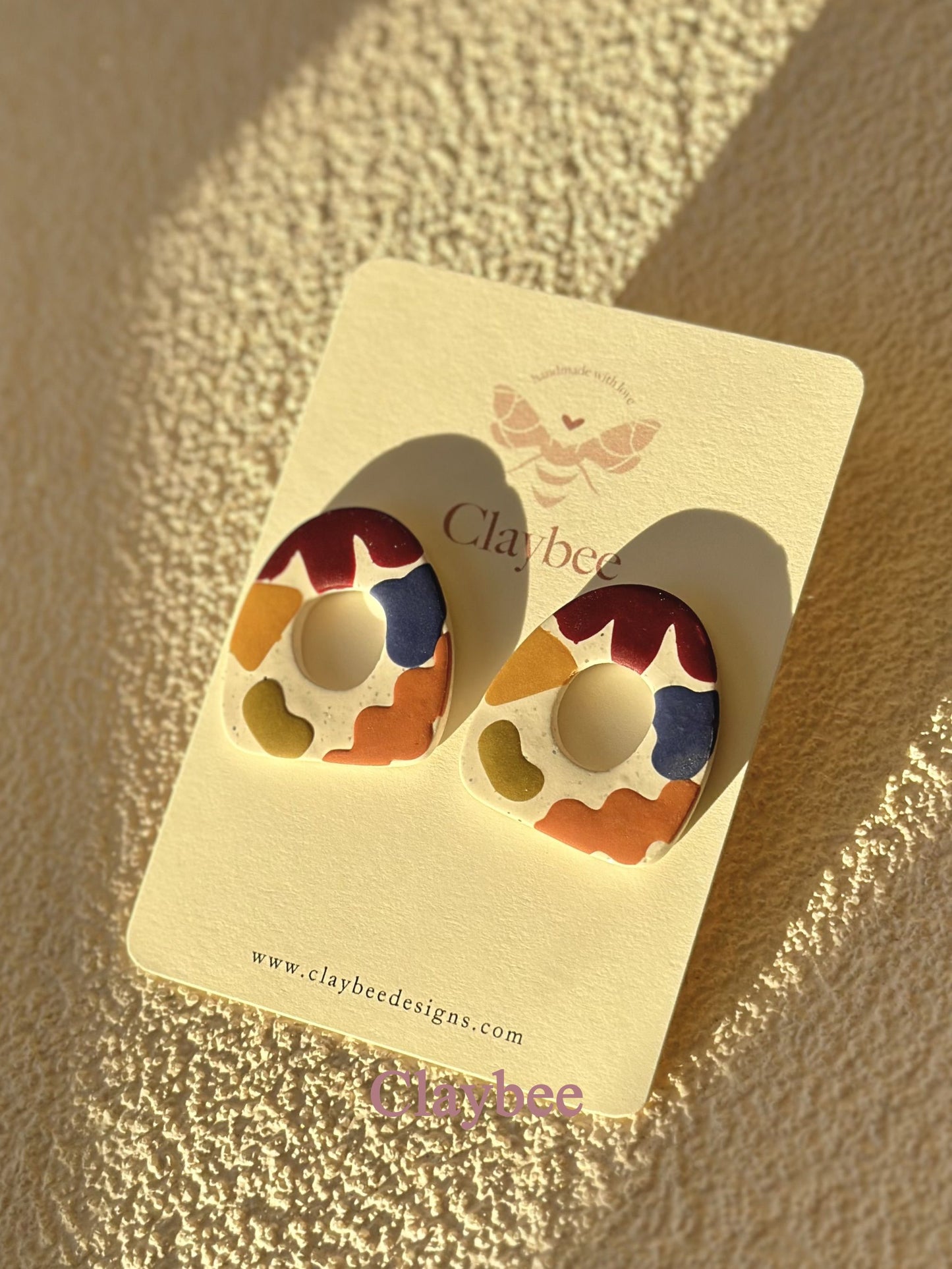 Everyday Abstract Cow Print Stud Earrings Simplicity and Elegance .. Nature Inspired Colors .. Polymer Clay