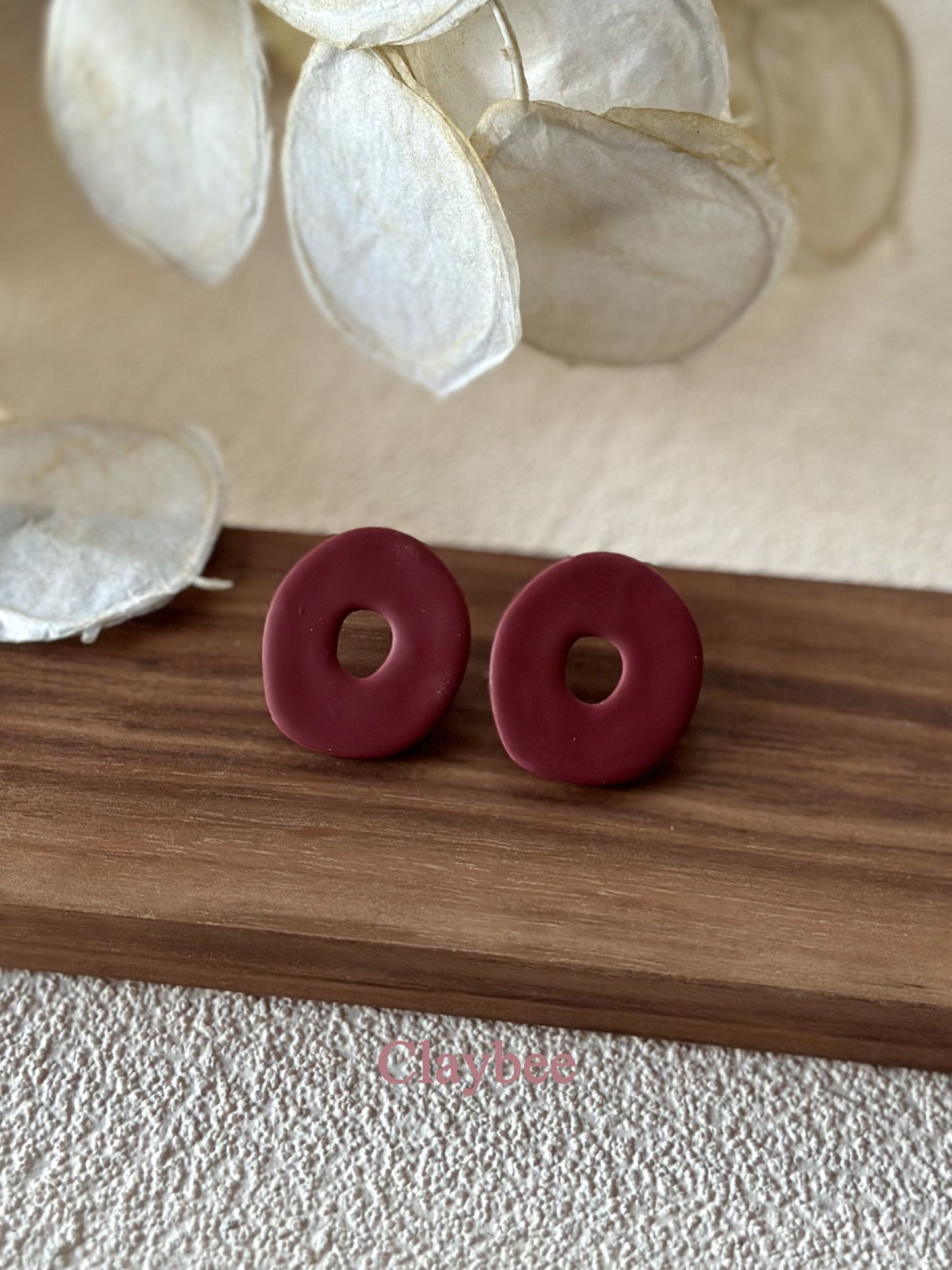 Everyday Donut Earrings Simplicity and Elegance.. Nature Inspired Colors .. Stud Earrings .. Polymer Clay